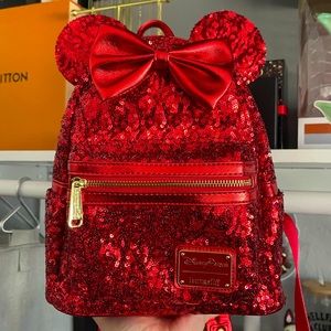 Loungefly Disney Minnie Mouse Red Sequin Mini Backpack